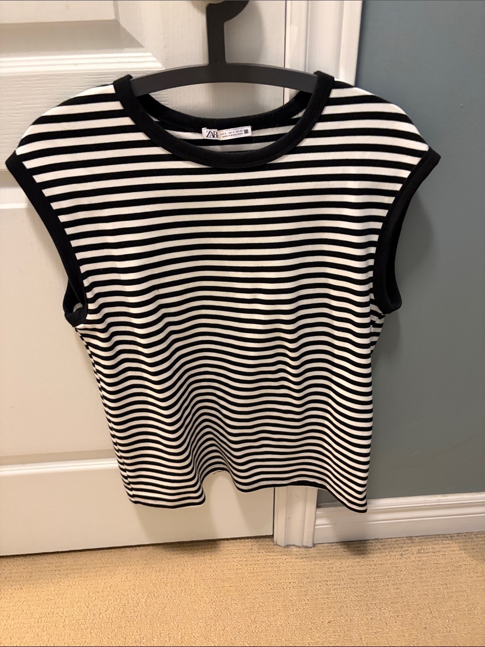 Zara Black & White Striped Sleeveless Tank